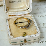 Antique, Edwardian Diamond Half Hoop Engagement Ring, 18ct Yellow Gold top view.