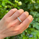 Antique, Edwardian Diamond Half Hoop Engagement Ring, 18ct Yellow Gold worn on hand.