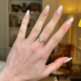 Antique, Edwardian Kite-Shaped Diamond Engagement Ring, 18ct Yellow Gold and Platinum worn on hand.