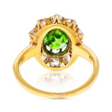 Antique, Edwardian, Demantoid Green Garnet and Diamond Cluster Ring, 18ct Yellow Gold