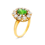 Antique, Edwardian, demantoid green garnet & diamond cluster ring