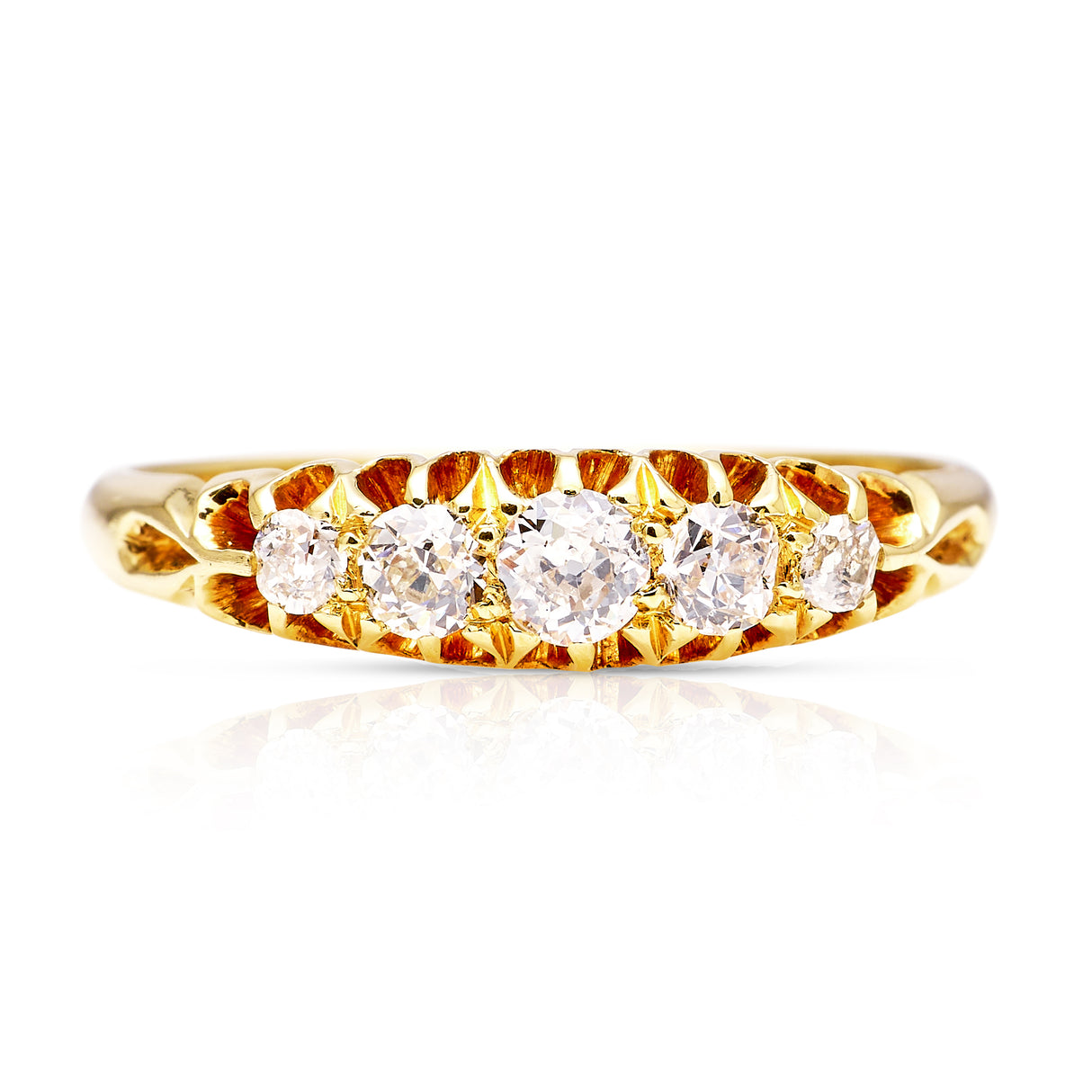 Antique, Edwardian five-stone diamond ring, 18ct yellow gold