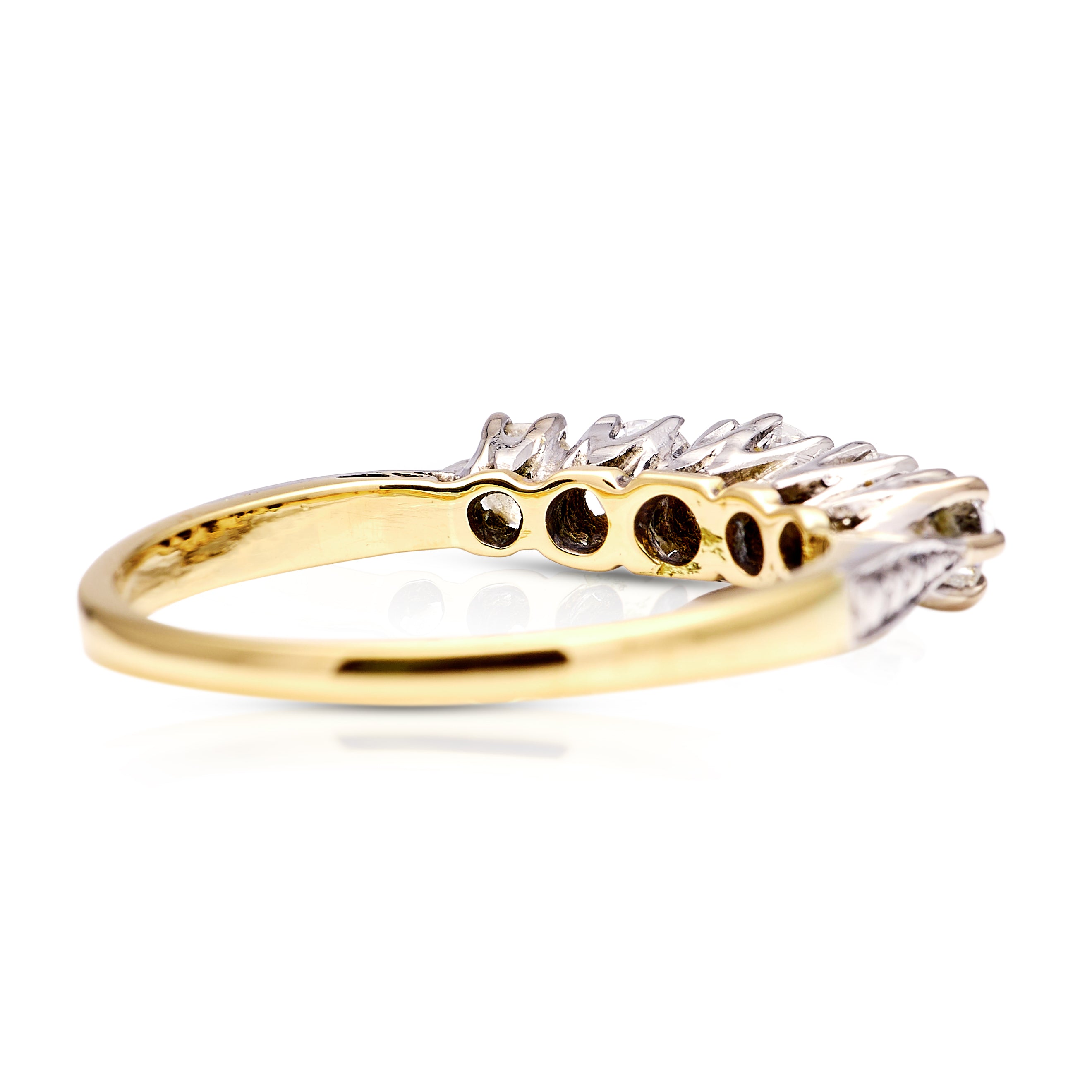 Antique, Edwardian five-stone diamond ring, 18ct yellow gold and