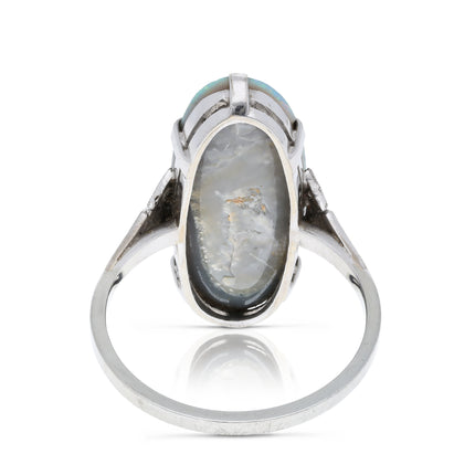 Antique, Edwardian, Opal Cocktail Ring, 18ct White Gold