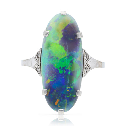 Antique, Edwardian, Opal Cocktail Ring, 18ct White Gold