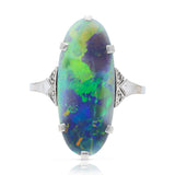 Antique, Edwardian, opal cocktail ring, 18ct white gold