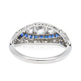Antique Edwardian sapphire and diamond ring, rear view. 