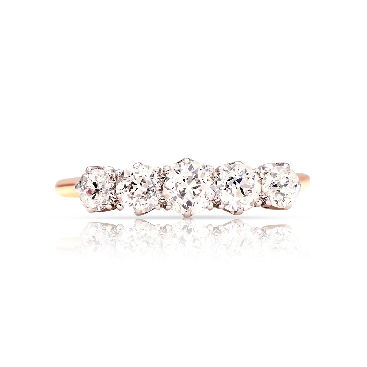 Antique, Edwardian diamond five-stone ring