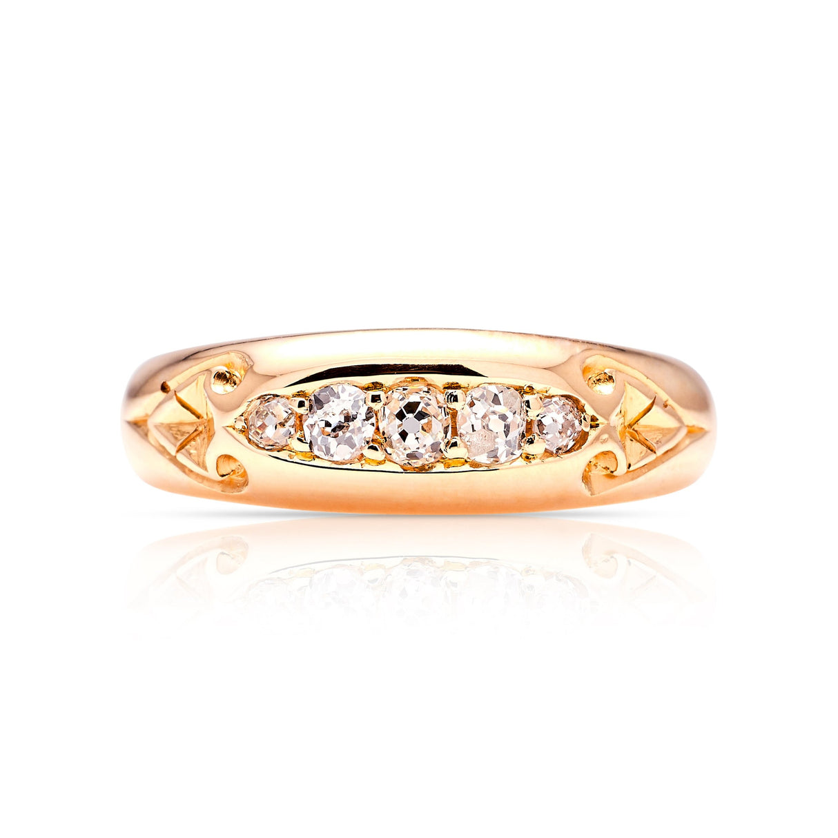Antique, Edwardian five stone diamond engagement ring front
