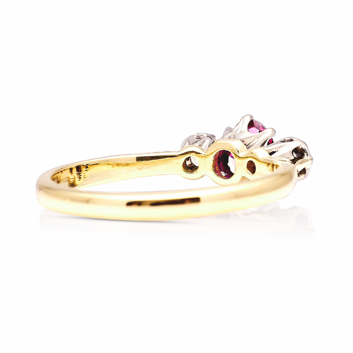 Antique, Edwardian ruby & diamond three-stone ring
