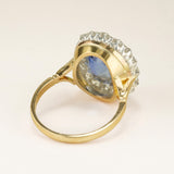 Antique, Edwardian sapphire and diamond cluster engagement ring