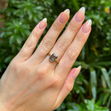 Antique, Edwardian single-stone teal sapphire ring, 18ct yellow gold