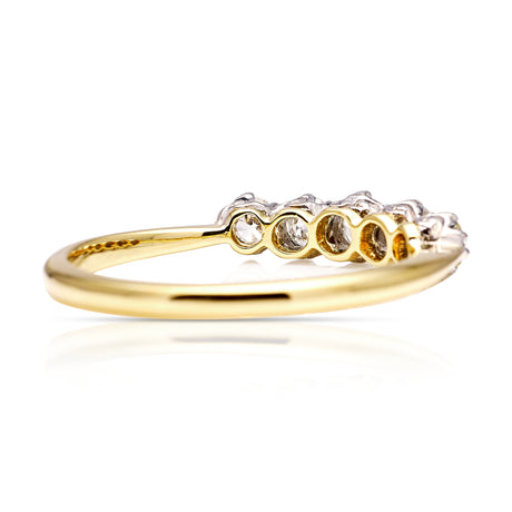 Antique, Edwardian Five-Stone Diamond Ring, 18ct Yellow Gold