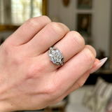 Antique, Georgian Diamond Cluster Ring, worn on closed hand.