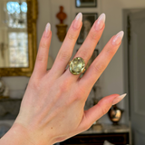 Antique, Georgian large foiled green paste ring, circa 1800