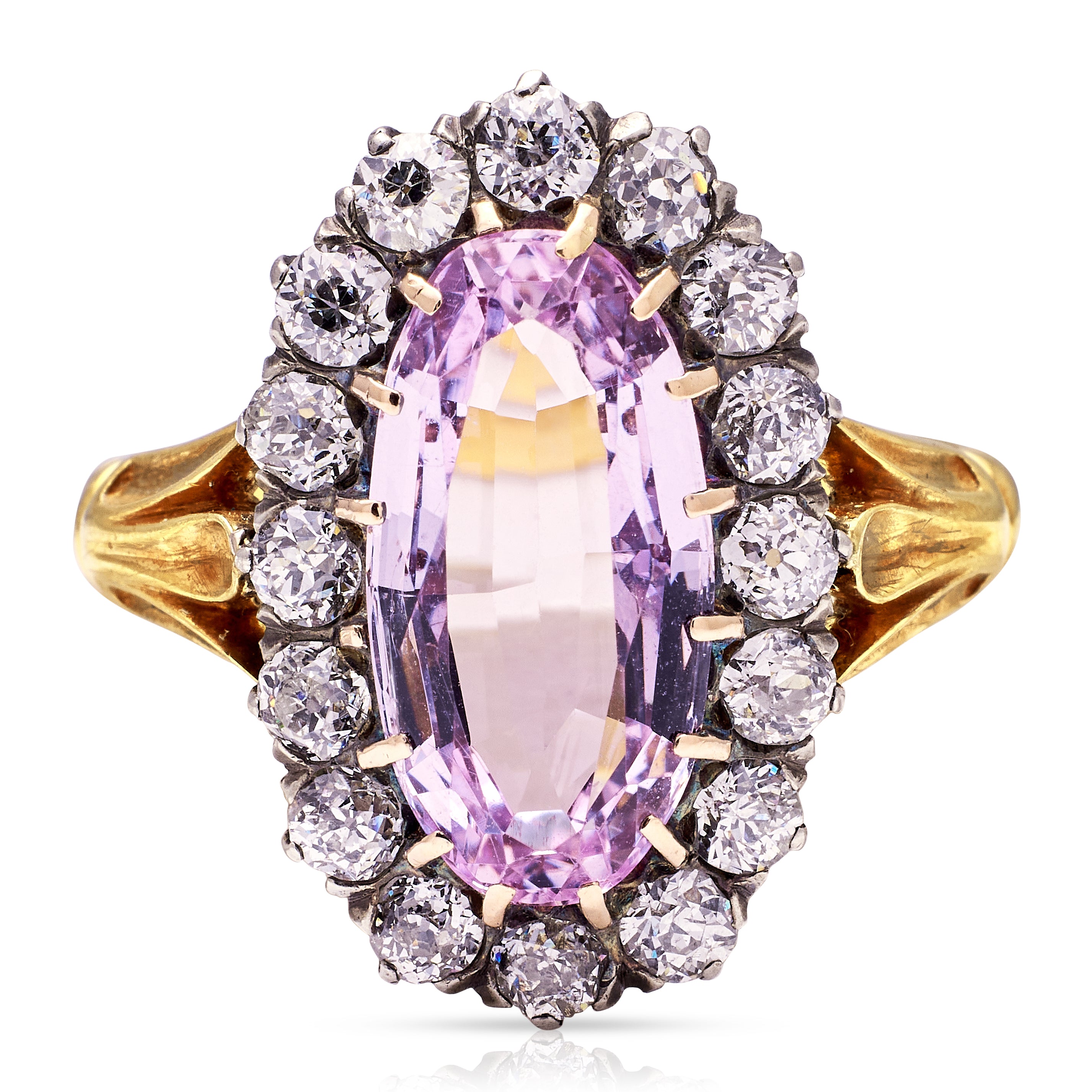 Antique, Belle Époque pink topaz & diamond cluster ring – Antique