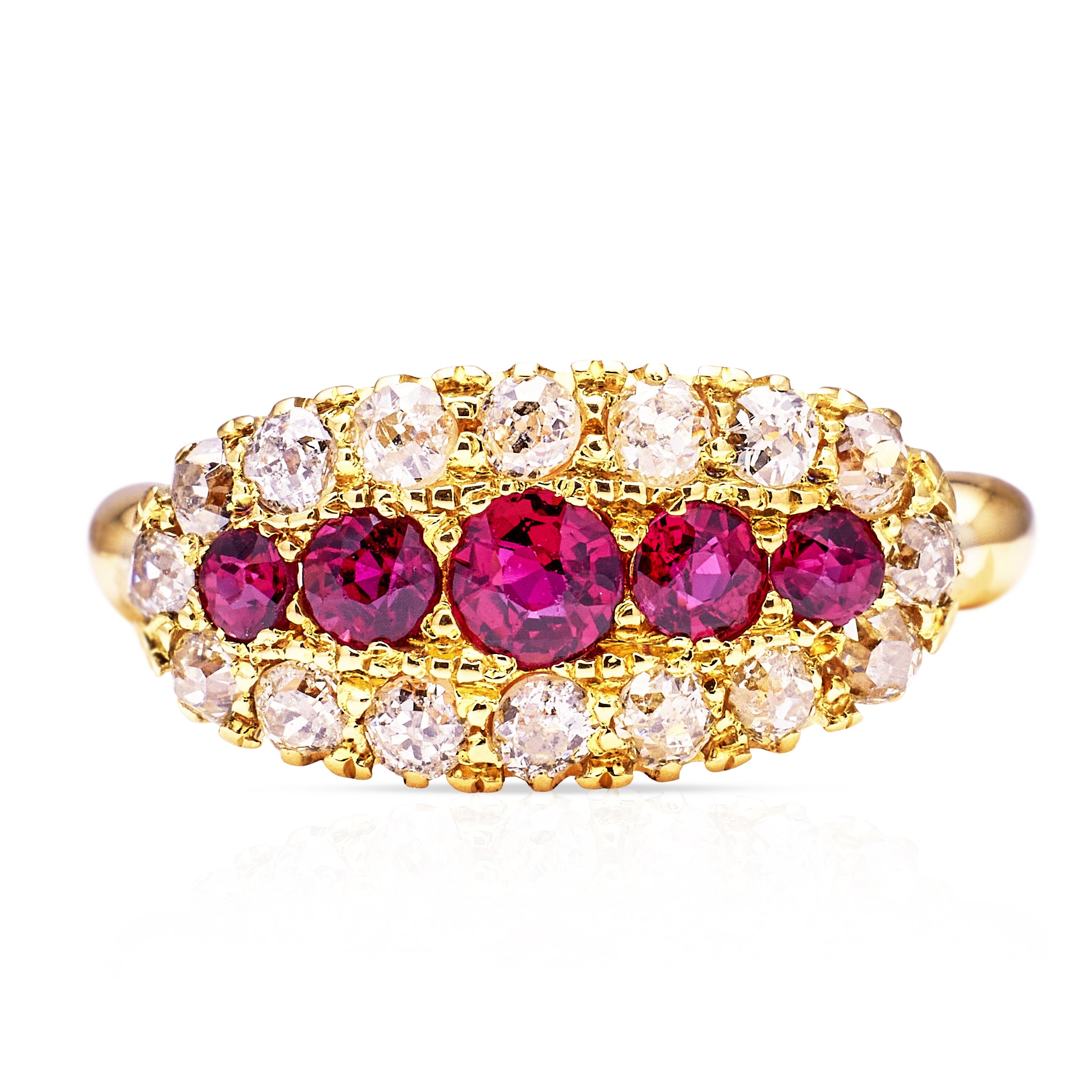 【Ruby】残り11点 Antique, ruby & diamond five-stone ring – Antique Ring Boutique