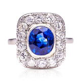 Vintage, 1930s exceptional sapphire & diamond cluster ring, platinum