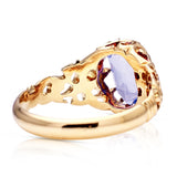 Antique, Victorian Ceylon Sapphire Ring, 18ct Yellow Gold rear view