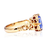Antique, Victorian Ceylon Sapphire Ring, 18ct Yellow Gold side view
