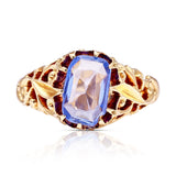 Antique, Victorian Ceylon Sapphire Ring, 18ct Yellow Gold front view