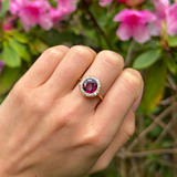 Antique, Victorian Garnet and Diamond Cluster Ring, 15ct yellow gold worn on hand.