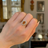Antique, Victorian Topaz and Diamond Cluster Ring, 18ct Yellow Gold worn on closed hand.