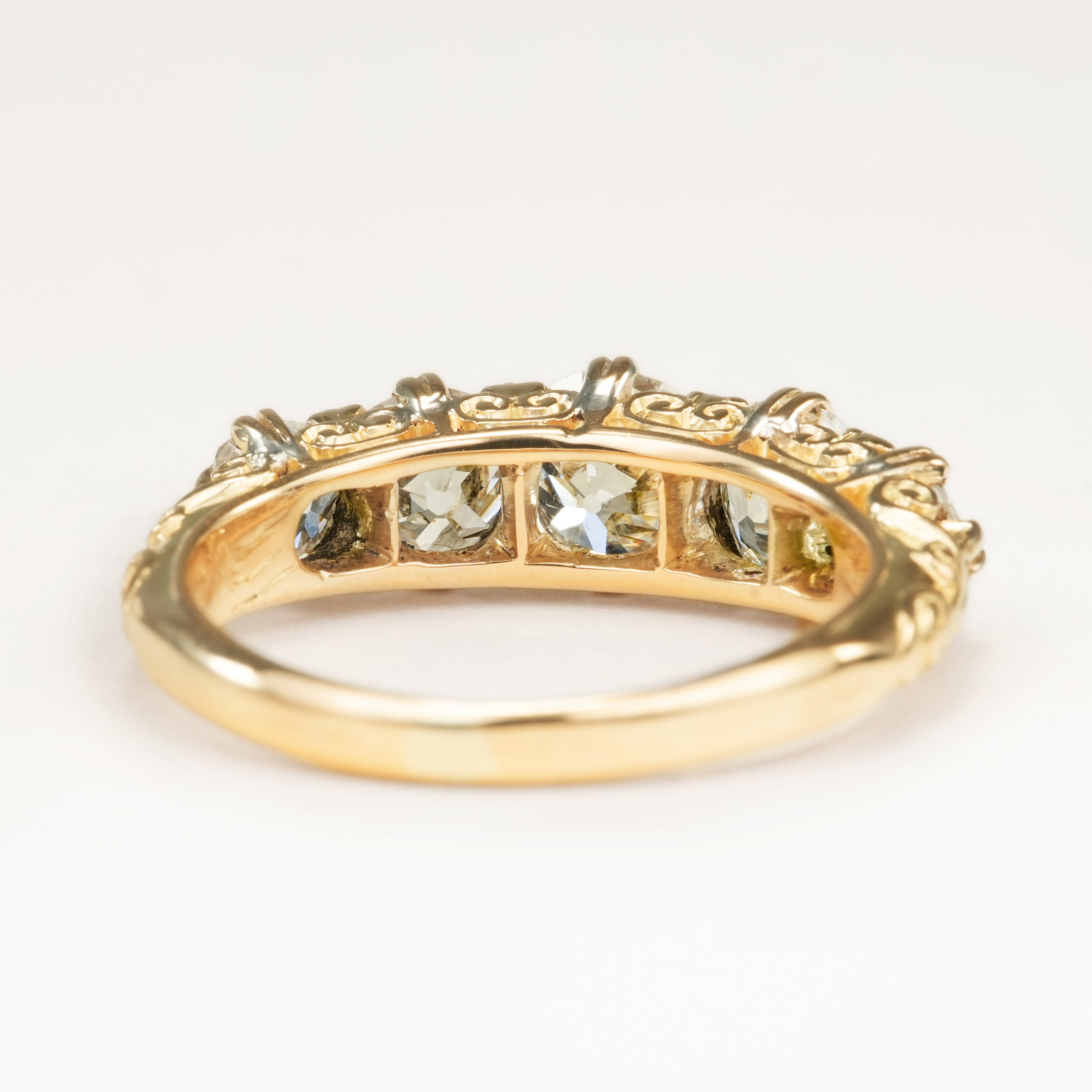 Antique, Edwardian old-cut diamond five-stone engagement ring