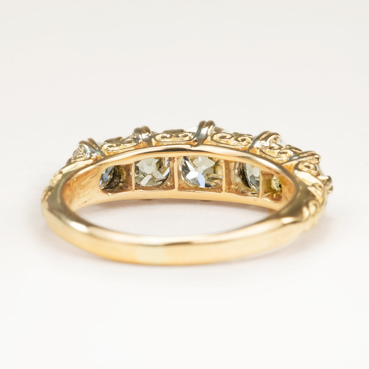 Antique, Edwardian old-cut diamond five-stone engagement ring