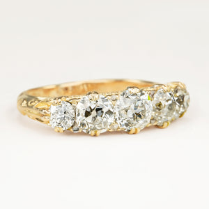 Antique, Edwardian old-cut diamond five-stone engagement ring