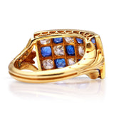 Antique Victorian sapphire and diamond ring, rear view.