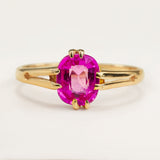Antique, Victorian cushion-cut pink sapphire single-stone ring