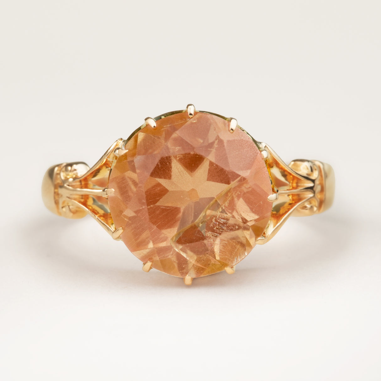 Antique, Victorian peach tourmaline solitaire ring