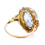 Antique, Sea-Green Aquamarine Ring 14ct Yellow Gold, Intricate mount