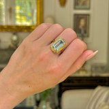 Art Deco, emerald-cut aquamarine ring, 14ct yellow gold