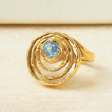 Reserved! Vintage John Donald sculptural aquamarine ring, 18ct yellow gold
