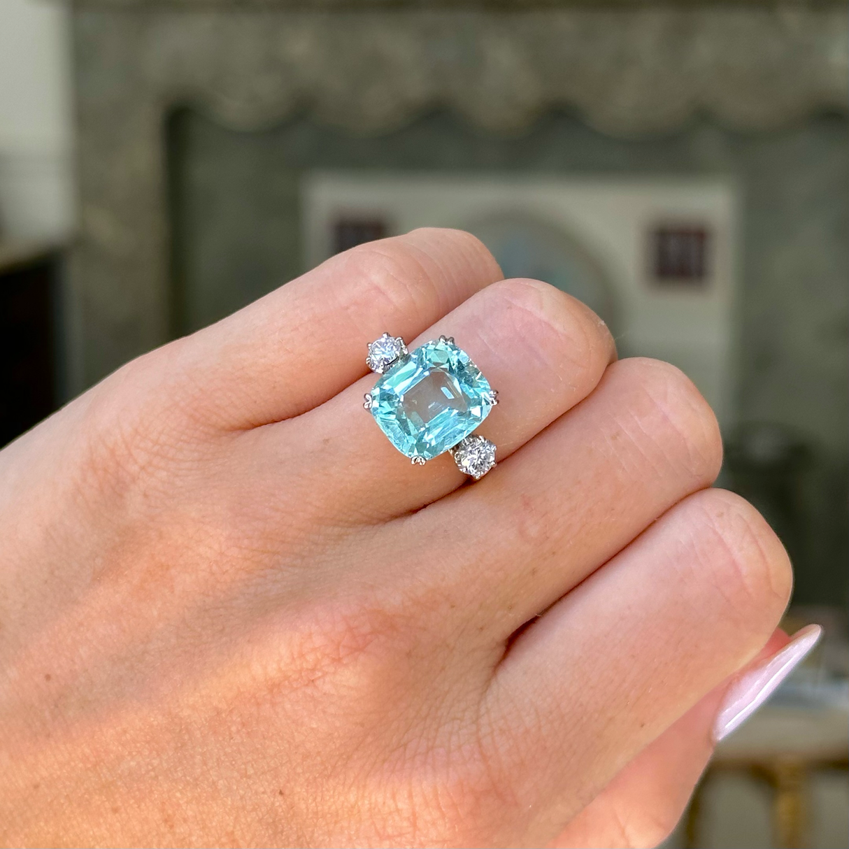 Art deco aquamarine best sale ring