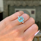 Art Deco, Aquamarine and Diamond Ring, 18ct Yellow Gold and Palladium