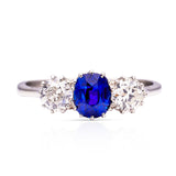 Vintage, Art Deco sapphire & diamond three-stone engagement ring, platinum