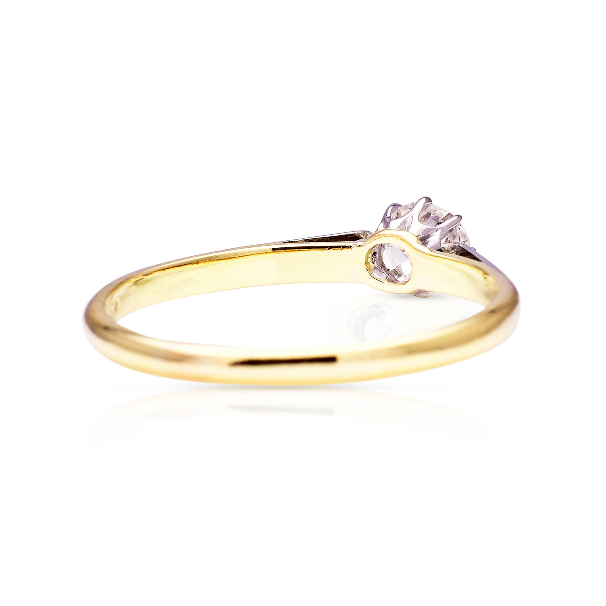 Antique, Edwardian solitaire diamond engagement ring, 18ct yellow gold & platinum