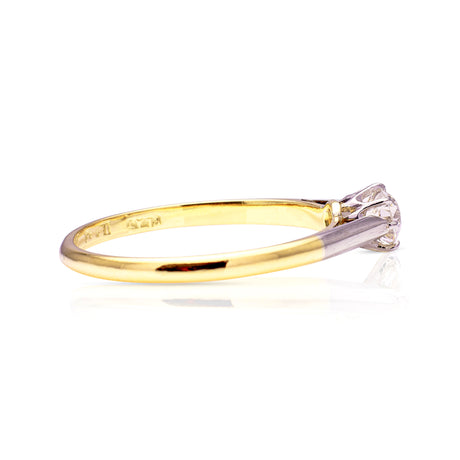 Antique, Edwardian solitaire diamond engagement ring, 18ct yellow gold & platinum