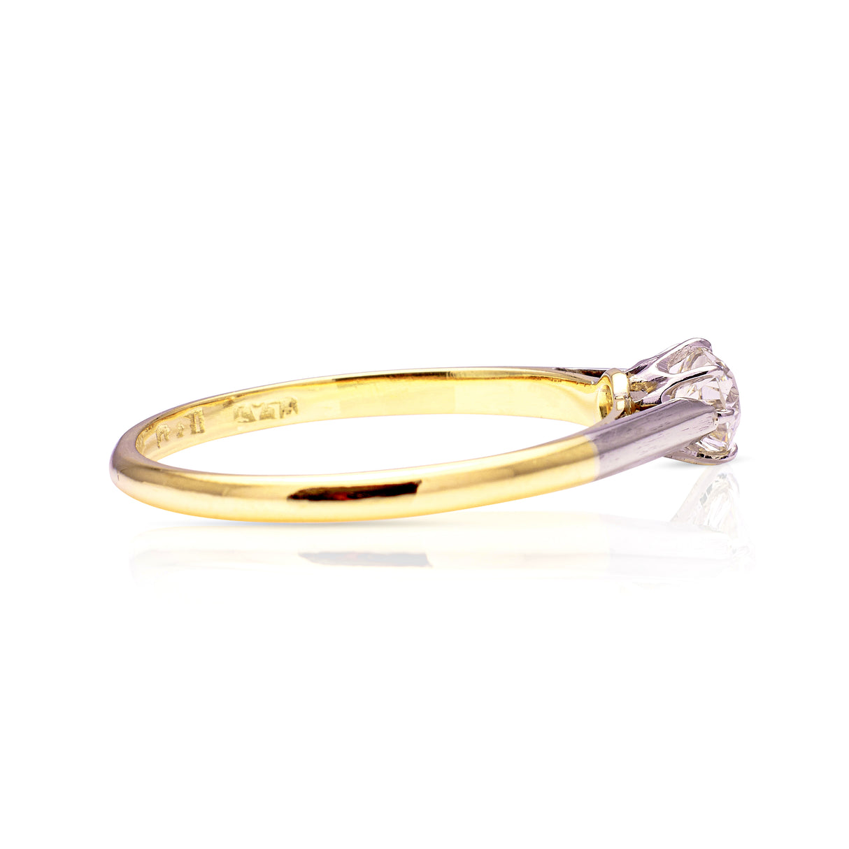 Antique, Edwardian solitaire diamond engagement ring