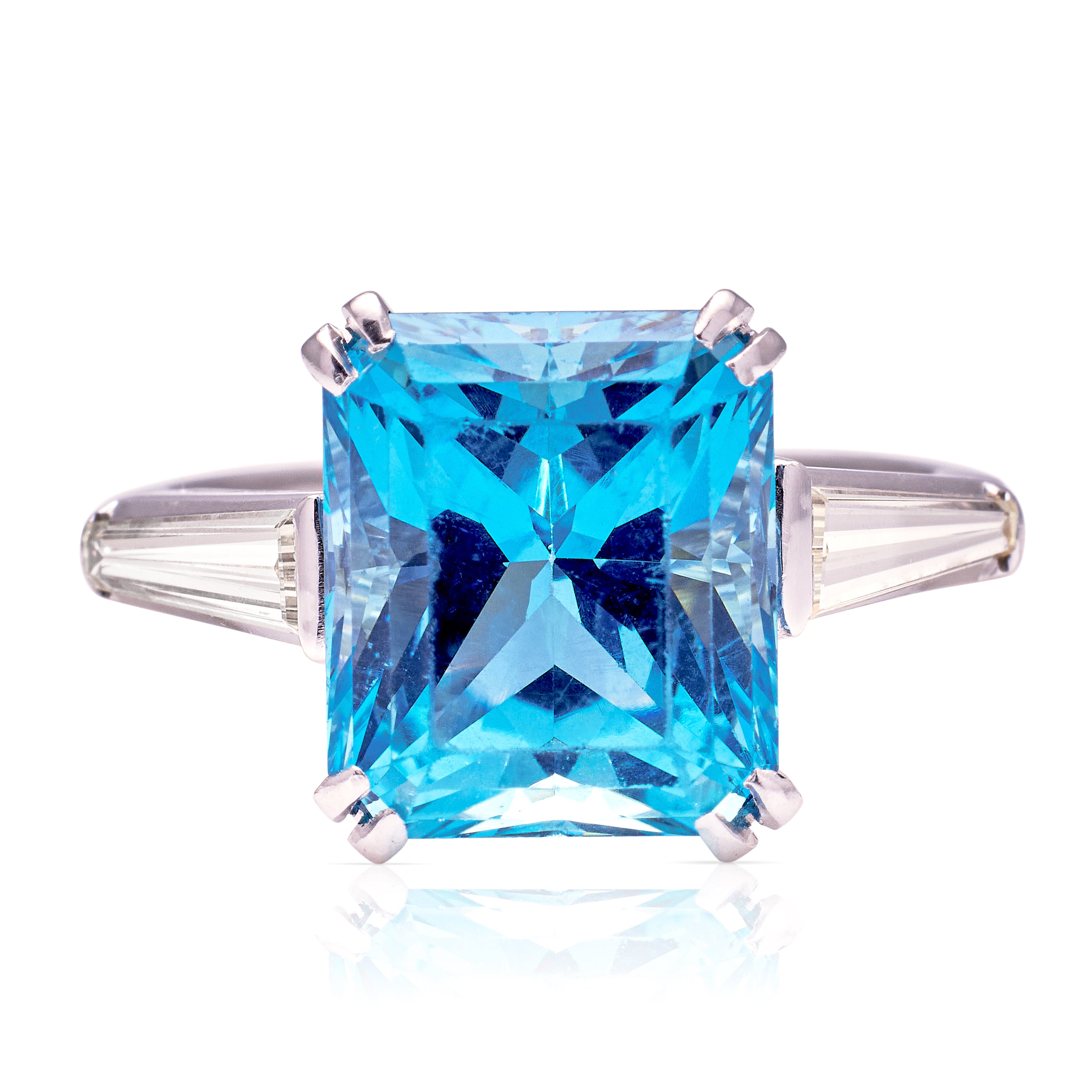 Vintage, blue topaz & diamond ring
