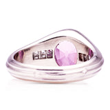 Art Deco vintage pink sapphire and diamond ring, rear view. 