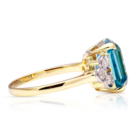 Vintage zircon and diamond engagement ring, 18ct yellow gold