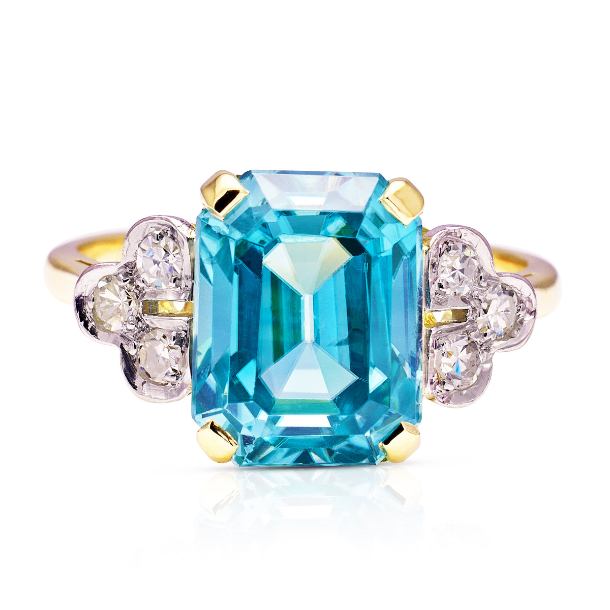 Vintage zircon and diamond engagement ring, 18ct yellow gold – Antique ...