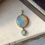cabochon opal pendant, top view. 