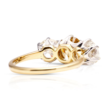 1960s Three-Stone Natural Cinnamon Brown & White Diamond Engagement Ring
