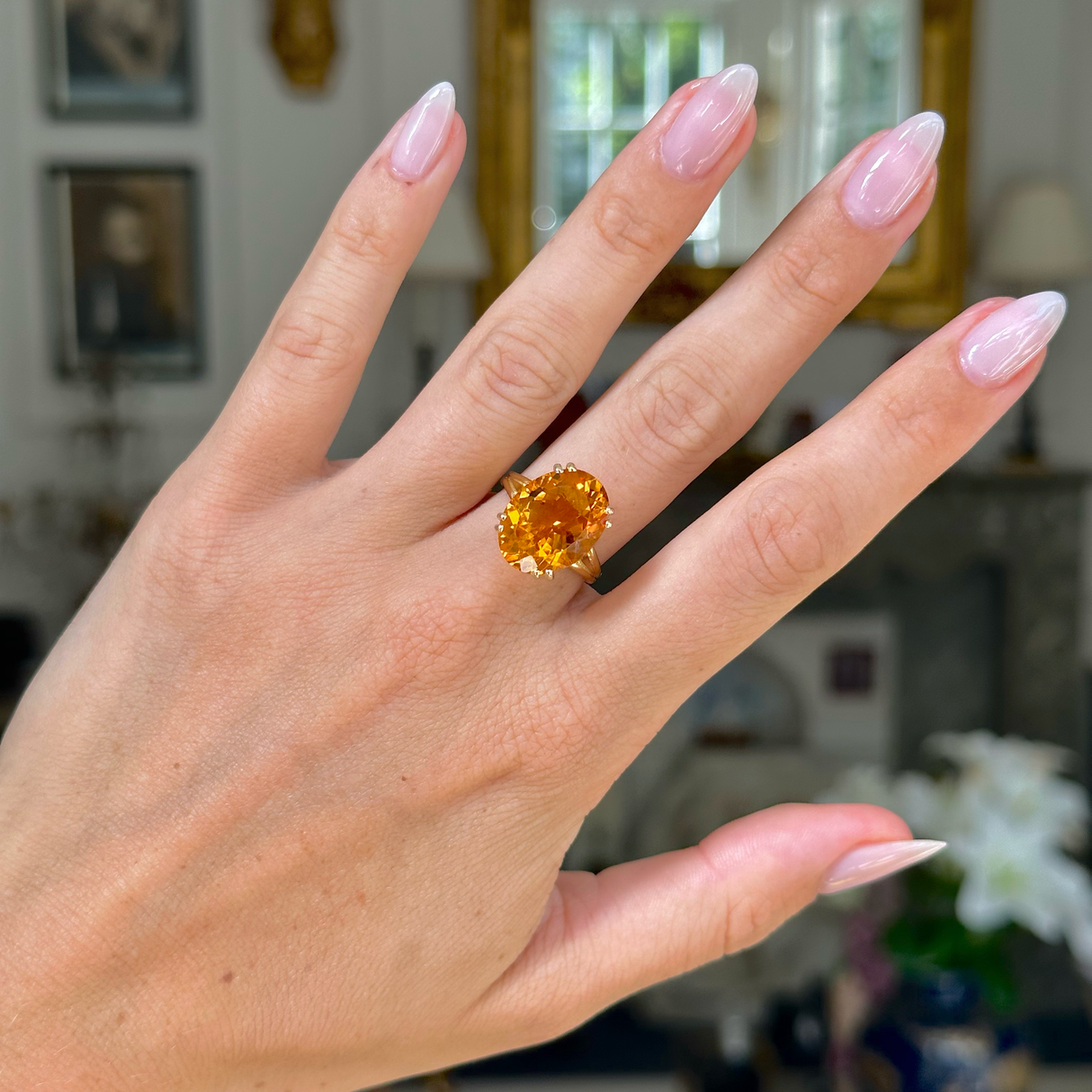 Vintage citrine cocktail ring, 18ct yellow gold