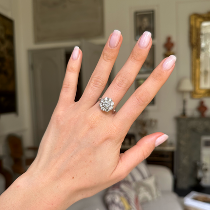 Engagement | Diamond Cluster Ring, 18ct White Gold, Antique